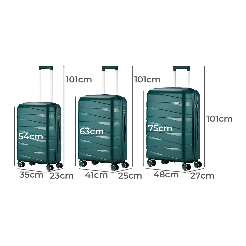 Mazam 3PCS Luggage Set Travel TSA Lock PP Case Green-Luggage Sets-PEROZ Accessories