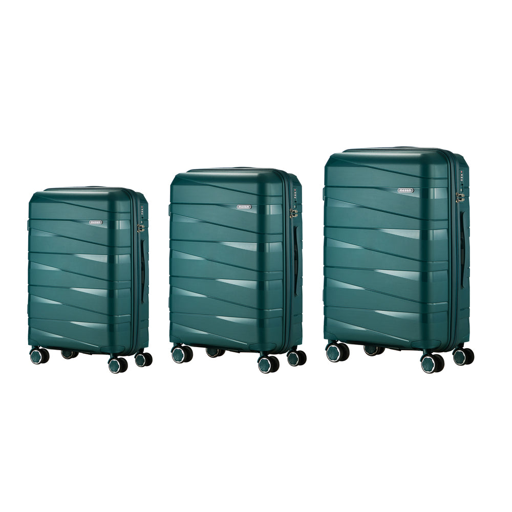Mazam 3PCS Luggage Set Travel TSA Lock PP Case Green-Luggage Sets-PEROZ Accessories