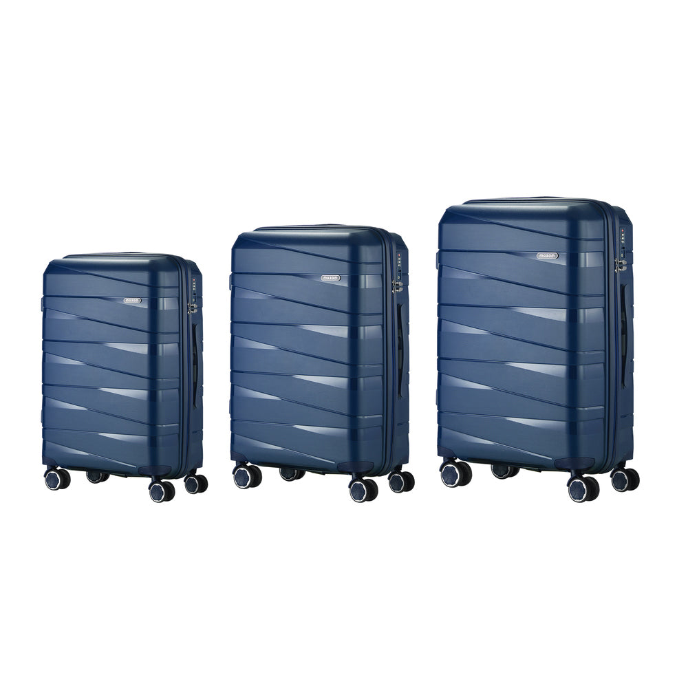 Mazam 3PCS Luggage Set Travel TSA Lock PP Case Navy-Luggage Sets-PEROZ Accessories