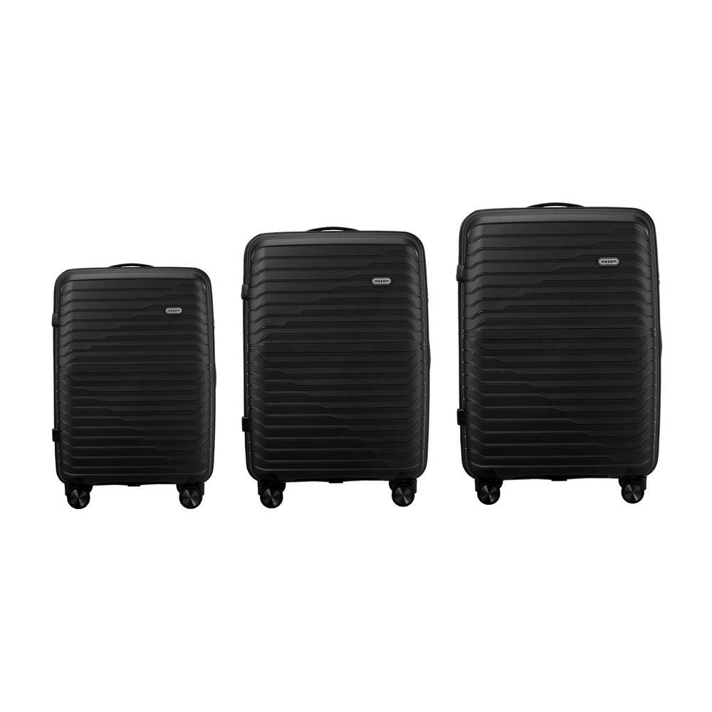 Mazam 3PCS Luggage Suitcase Set TSA Lock Black PP Case-Luggage Sets-PEROZ Accessories