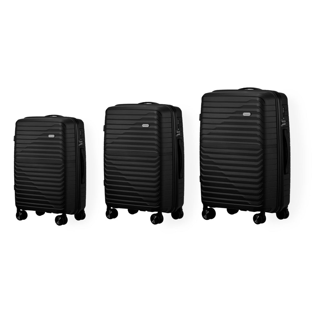 Mazam 3PCS Luggage Suitcase Set TSA Lock Black PP Case-Luggage Sets-PEROZ Accessories