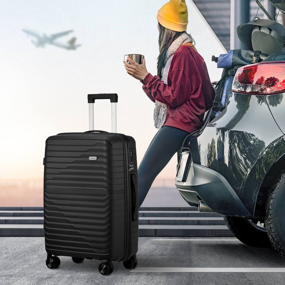 Mazam 3PCS Luggage Suitcase Set TSA Lock Black PP Case-Luggage Sets-PEROZ Accessories