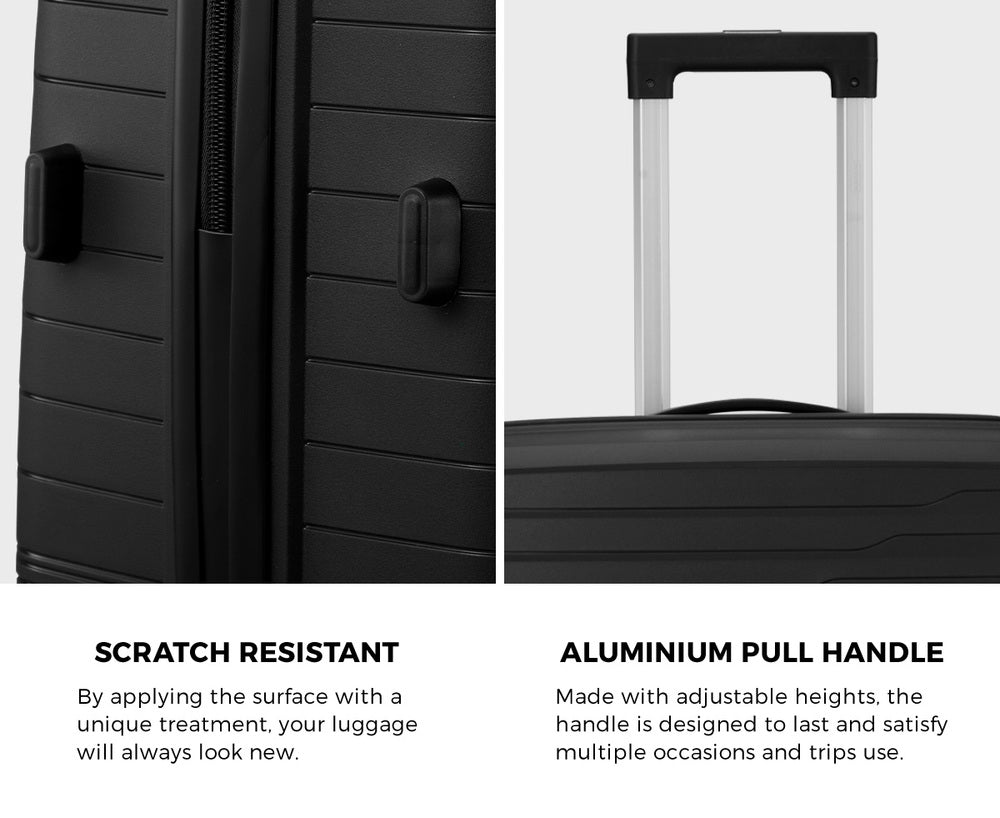 Mazam 3PCS Luggage Suitcase Set TSA Lock Black PP Case-Luggage Sets-PEROZ Accessories