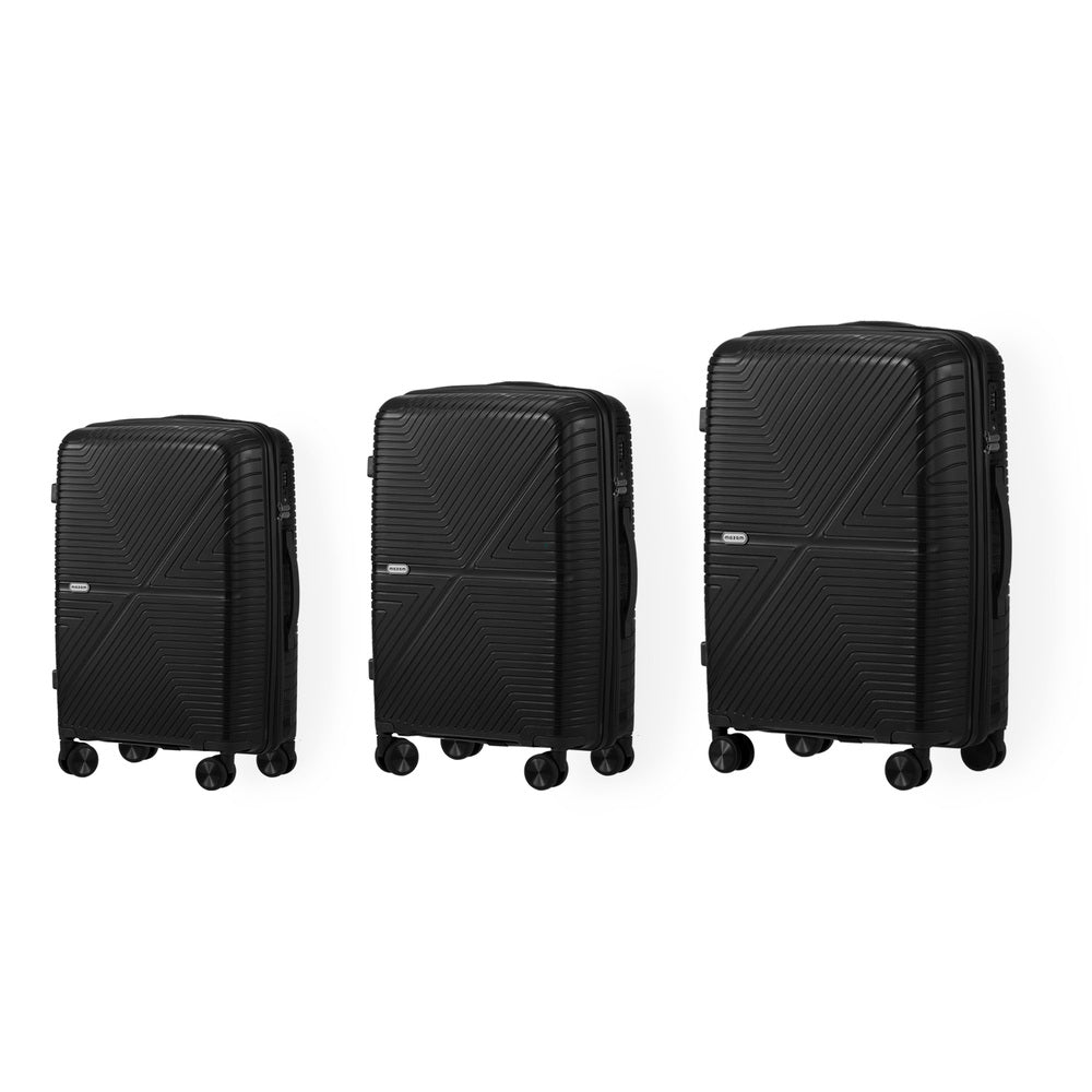 Mazam 3PCS Luggage Suitcase Set Black PP Case TSA Lock-Luggage Sets-PEROZ Accessories