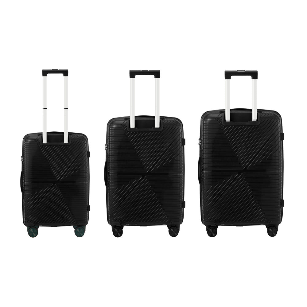 Mazam 3PCS Luggage Suitcase Set Black PP Case TSA Lock-Luggage Sets-PEROZ Accessories