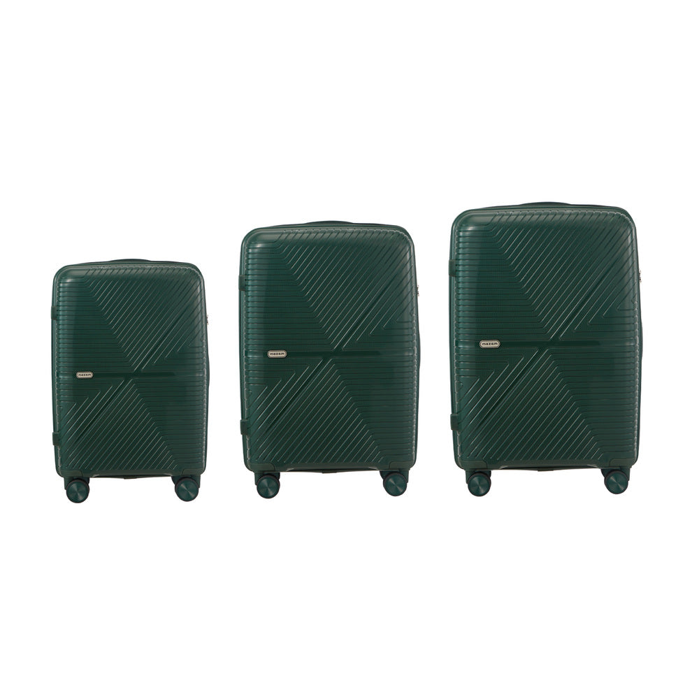 Mazam 3PCS Luggage Suitcase Set Green PP Case TSA Lock-Luggage Sets-PEROZ Accessories