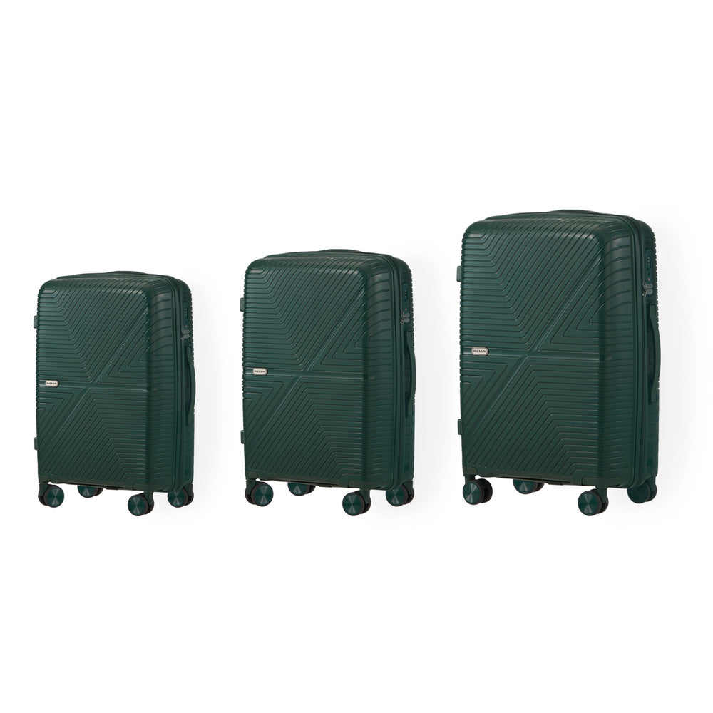 Mazam 3PCS Luggage Suitcase Set Green PP Case TSA Lock-Luggage Sets-PEROZ Accessories