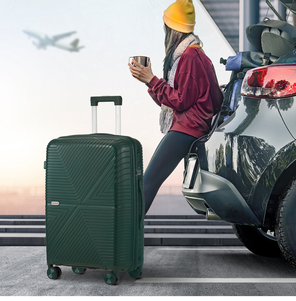 Mazam 3PCS Luggage Suitcase Set Green PP Case TSA Lock-Luggage Sets-PEROZ Accessories