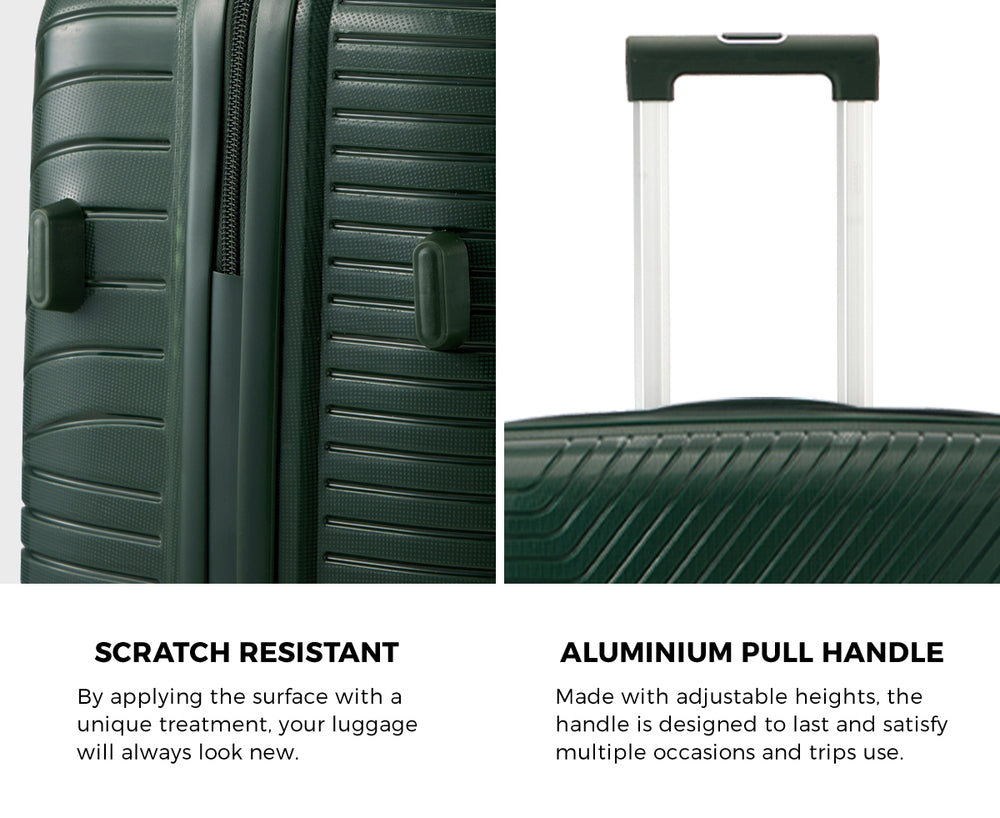 Mazam 3PCS Luggage Suitcase Set Green PP Case TSA Lock-Luggage Sets-PEROZ Accessories