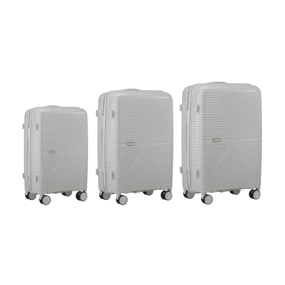 Mazam 3PCS Luggage Suitcase Set Grey PP Case TSA Lock-Luggage Sets-PEROZ Accessories