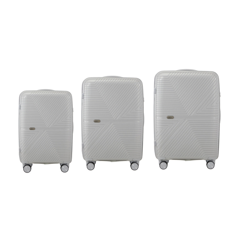 Mazam 3PCS Luggage Suitcase Set Grey PP Case TSA Lock-Luggage Sets-PEROZ Accessories