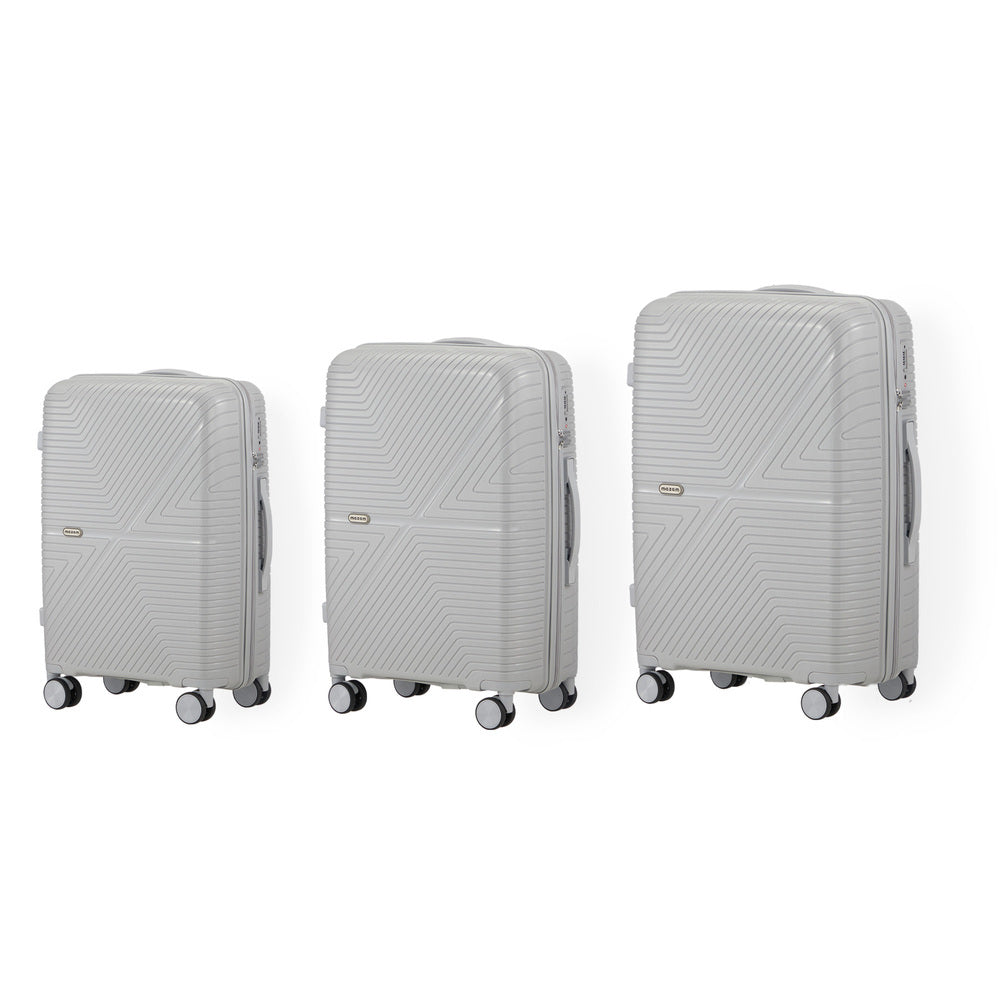 Mazam 3PCS Luggage Suitcase Set Grey PP Case TSA Lock-Luggage Sets-PEROZ Accessories