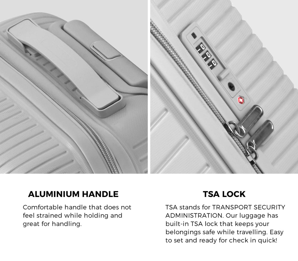 Mazam 3PCS Luggage Suitcase Set Grey PP Case TSA Lock-Luggage Sets-PEROZ Accessories