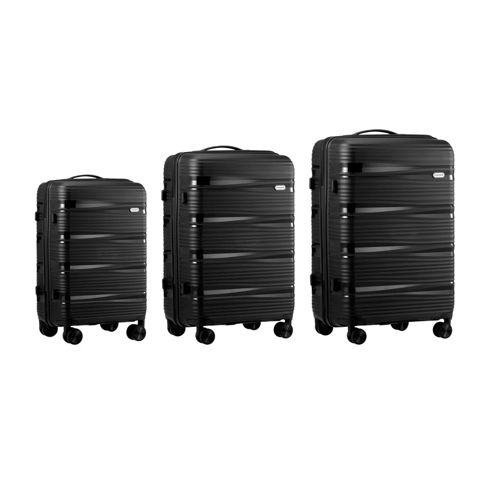 Mazam 3PCS Luggage Suitcase Set PP Case TSA Lock Black-Luggage Sets-PEROZ Accessories