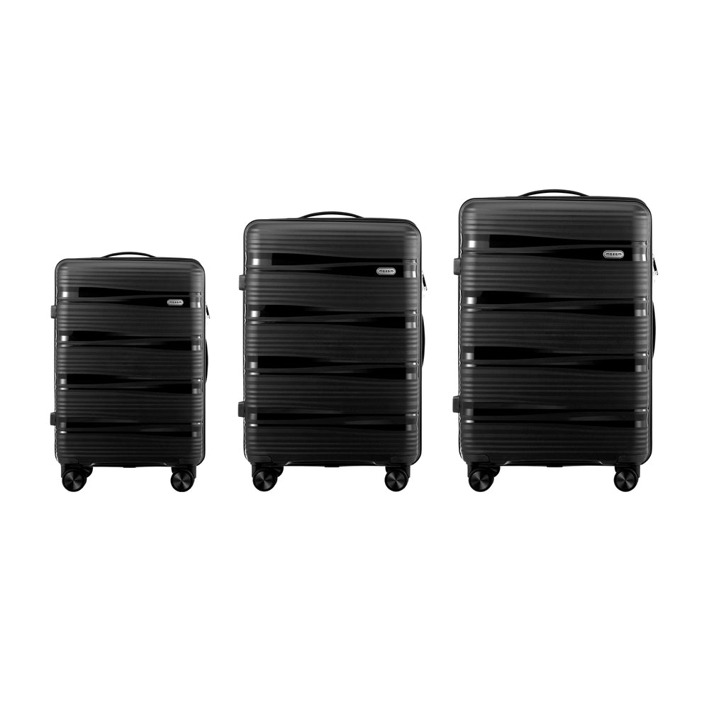 Mazam 3PCS Luggage Suitcase Set PP Case TSA Lock Black-Luggage Sets-PEROZ Accessories