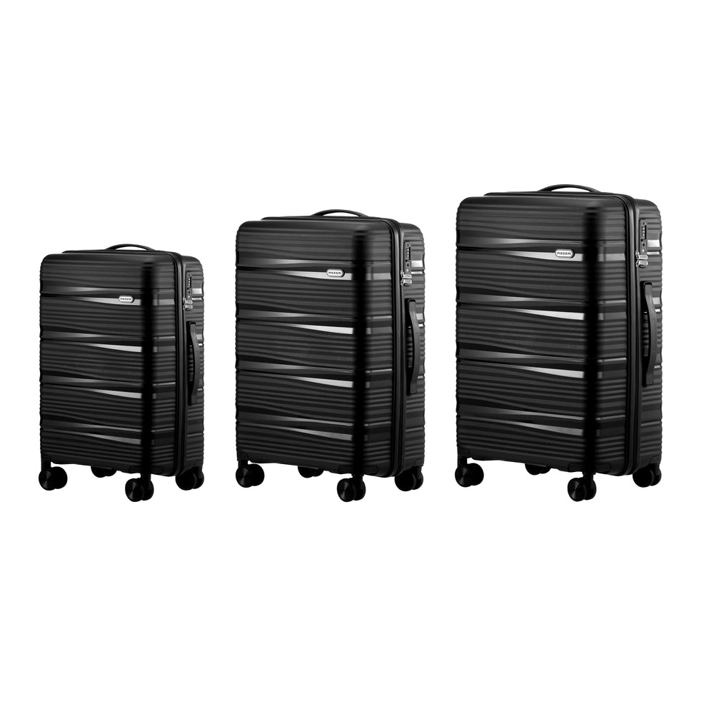 Mazam 3PCS Luggage Suitcase Set PP Case TSA Lock Black-Luggage Sets-PEROZ Accessories