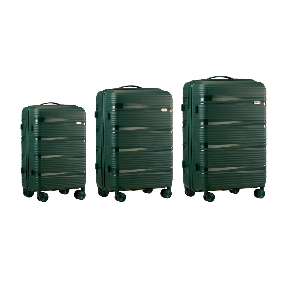 Mazam 3PCS Luggage Suitcase Set PP Case TSA Lock Green-Luggage Sets-PEROZ Accessories