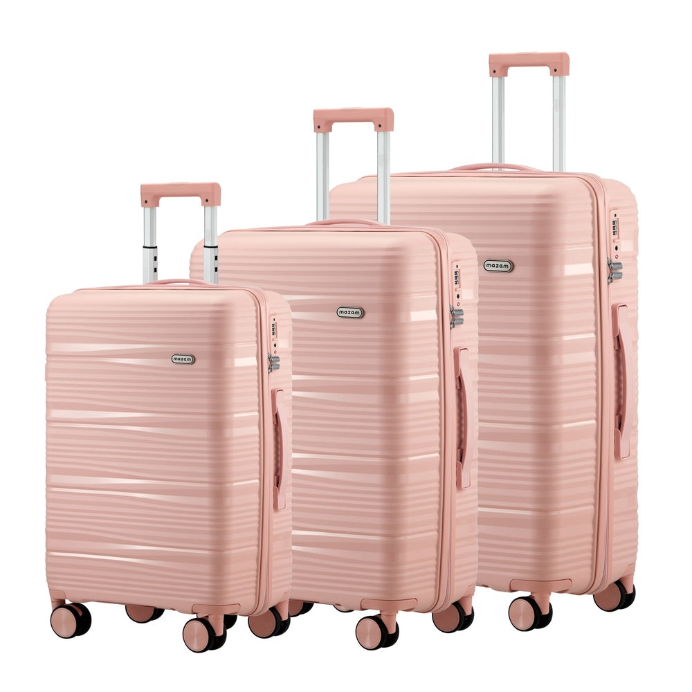 Mazam 3PCS Luggage Suitcase Set PP Case TSA Lock Pink-Luggage Sets-PEROZ Accessories
