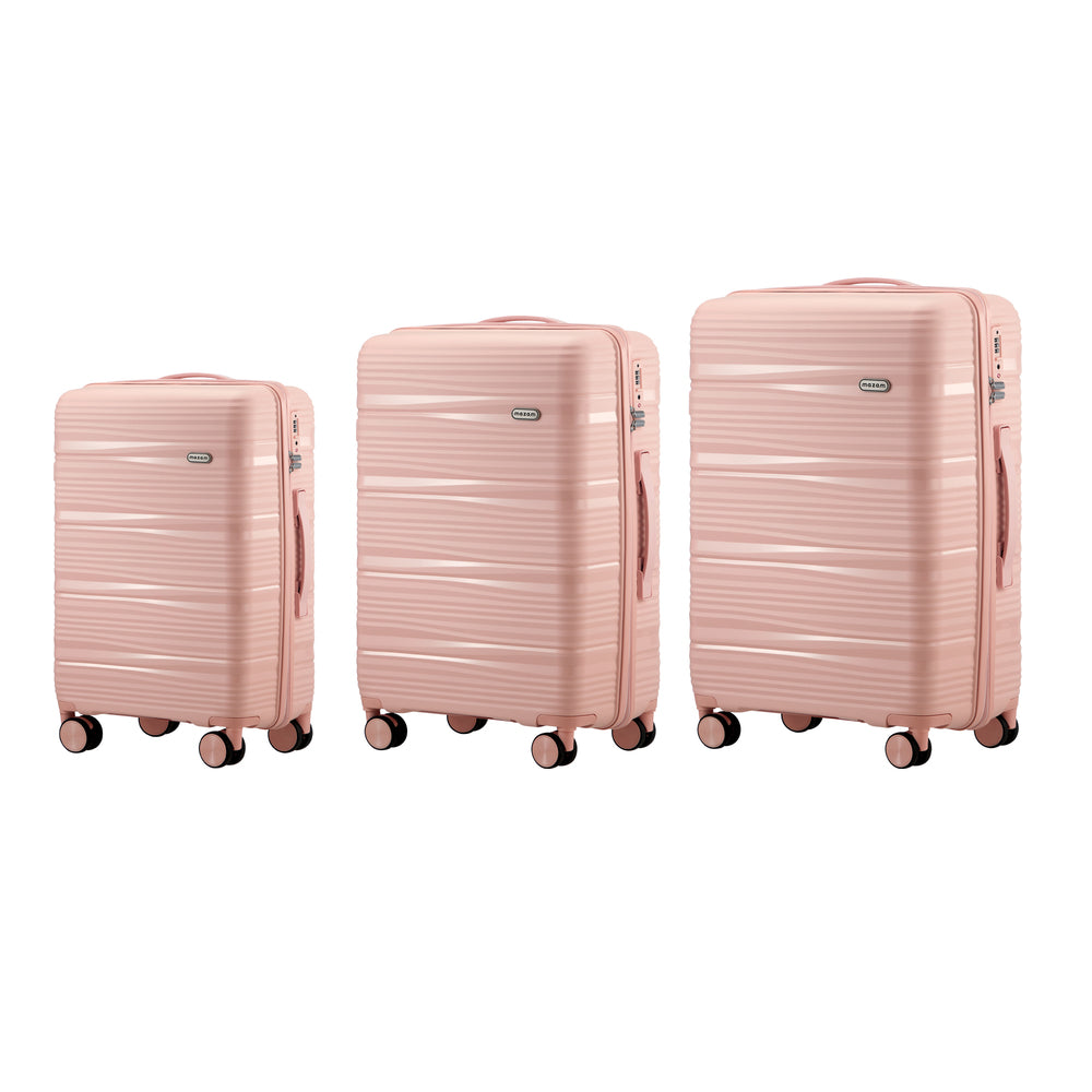 Mazam 3PCS Luggage Suitcase Set PP Case TSA Lock Pink-Luggage Sets-PEROZ Accessories