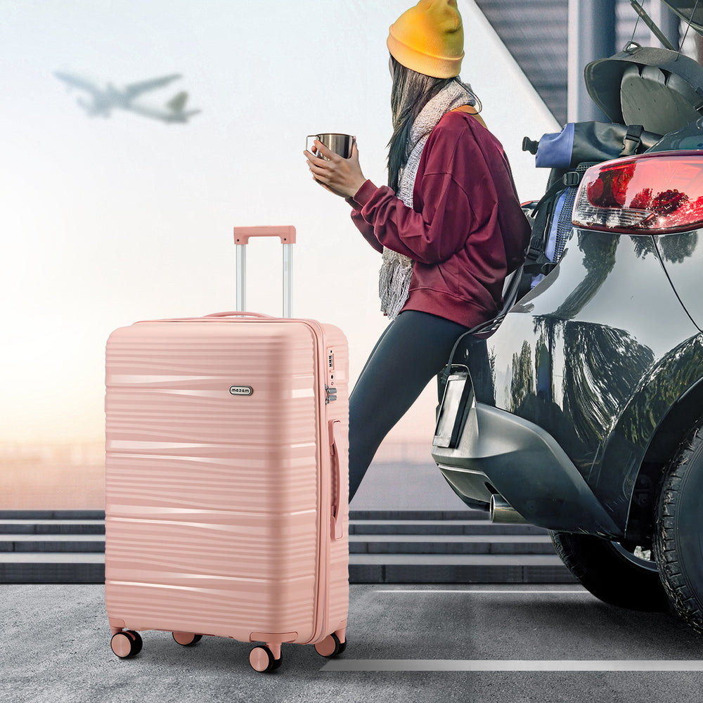 Mazam 3PCS Luggage Suitcase Set PP Case TSA Lock Pink-Luggage Sets-PEROZ Accessories