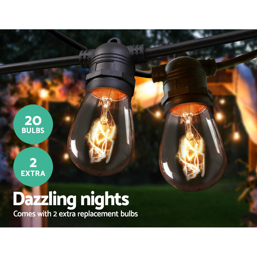 20m LED Festoon String Lights Outdoor Christmas Wedding Waterproof Garden Decor-Occasions > Christmas > Outdoor Decorations & Lights-PEROZ Accessories