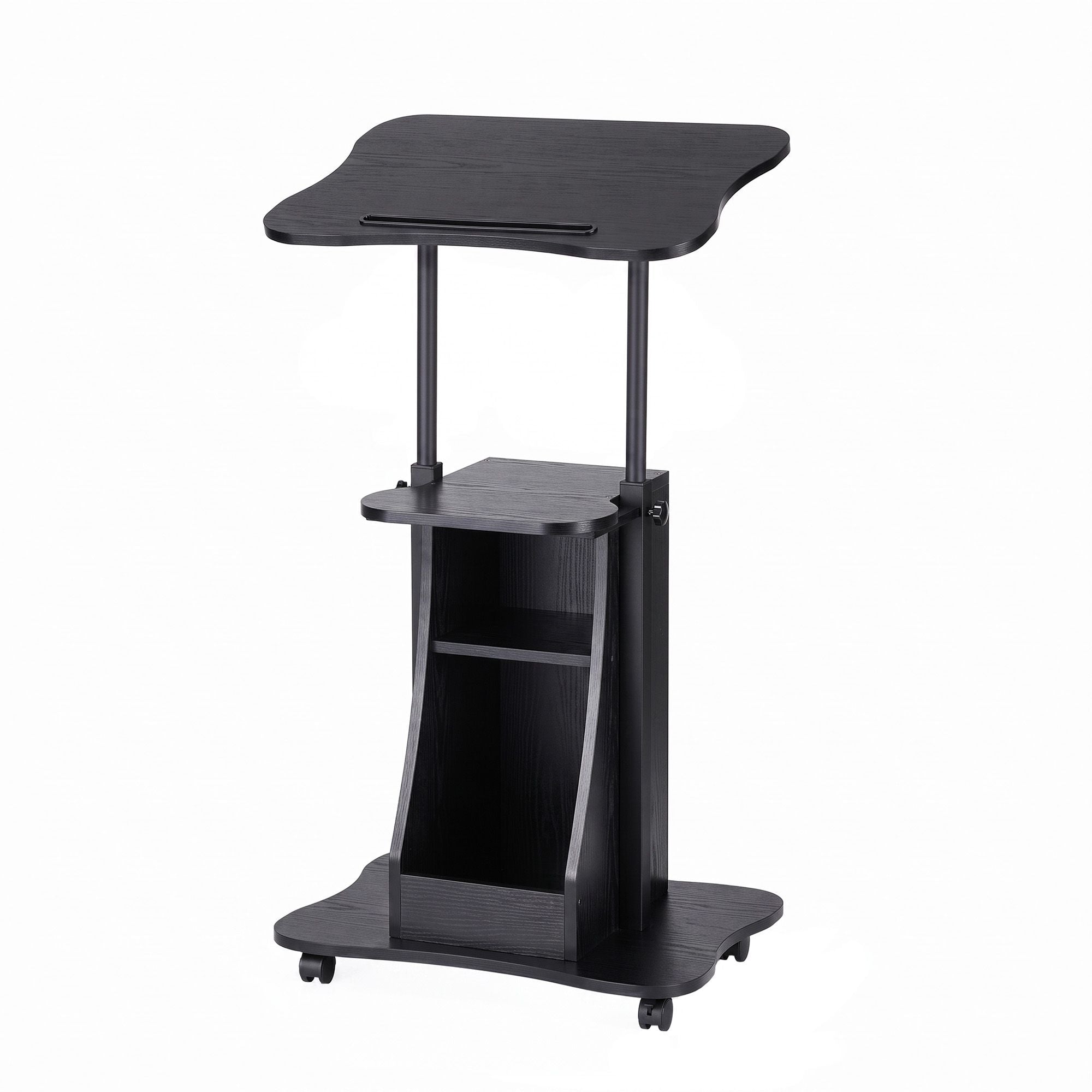 Artiss Mobile Podium Stand with Lockable Wheels Height Adjustable Laptop Desk Black