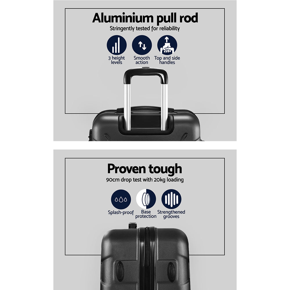 Wanderlite 20 Inch Luggage with Zipper Lock Travel Suitcase Carry On Hard Shell Luggage Case Black-Luggage-PEROZ Accessories