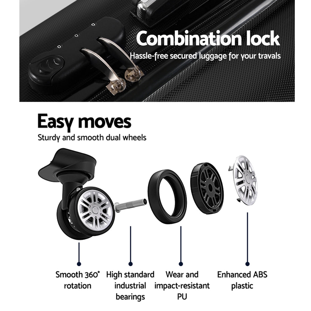 Wanderlite 20" 55cm Luggage Trolley Travel Suitcase Set TSA Hard Case Lightweight Strap-Luggage-PEROZ Accessories