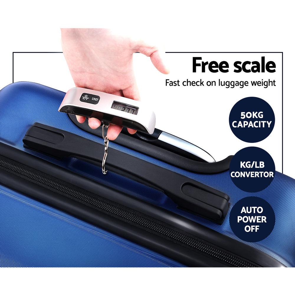 Wanderlite 2pc Luggage Trolley Travel Suitcase Set TSA Hard Case Lightweight Blue-Luggage-PEROZ Accessories