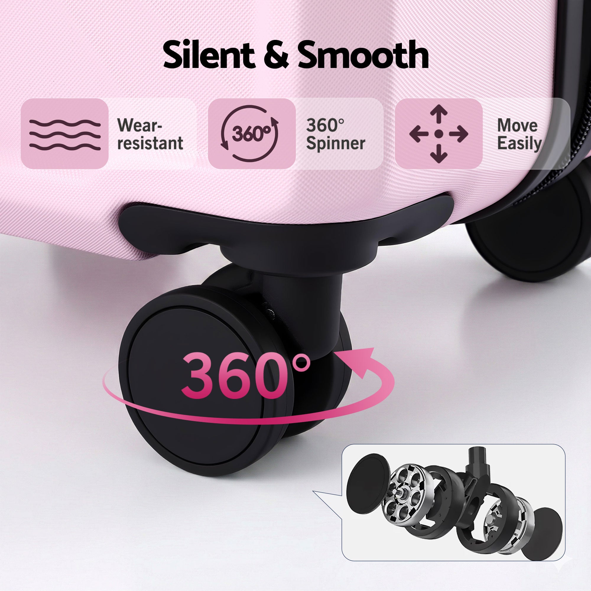 Wanderlite 28" Luggage Suitcase Trolley Travel Lightweight TSA Hardshell Pink-Home & Garden > Travel > Suitcases-PEROZ Accessories