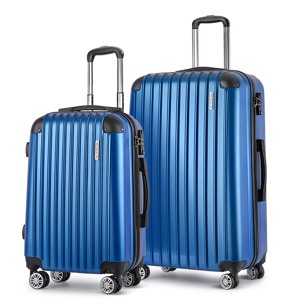 Wanderlite 2 Set Luggage 20-28 Inch with Zipper Lock Carry On Hard Shell Travel Suitcase Luggage Case Blue-Luggage-PEROZ Accessories