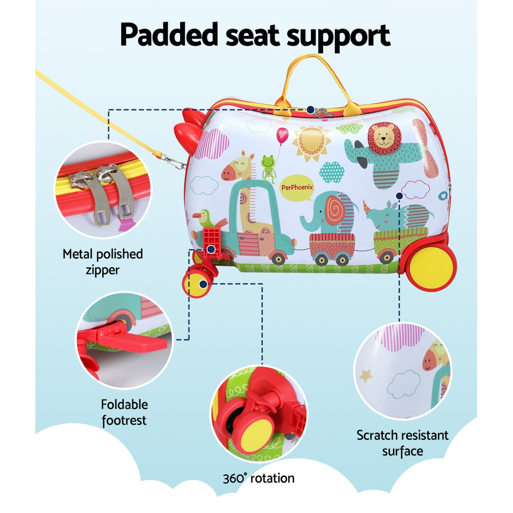 Wanderlite 17" Kids Ride On Luggage Children Suitcase Trolley Travel Zoo-Home & Garden > Travel > Suitcases-PEROZ Accessories