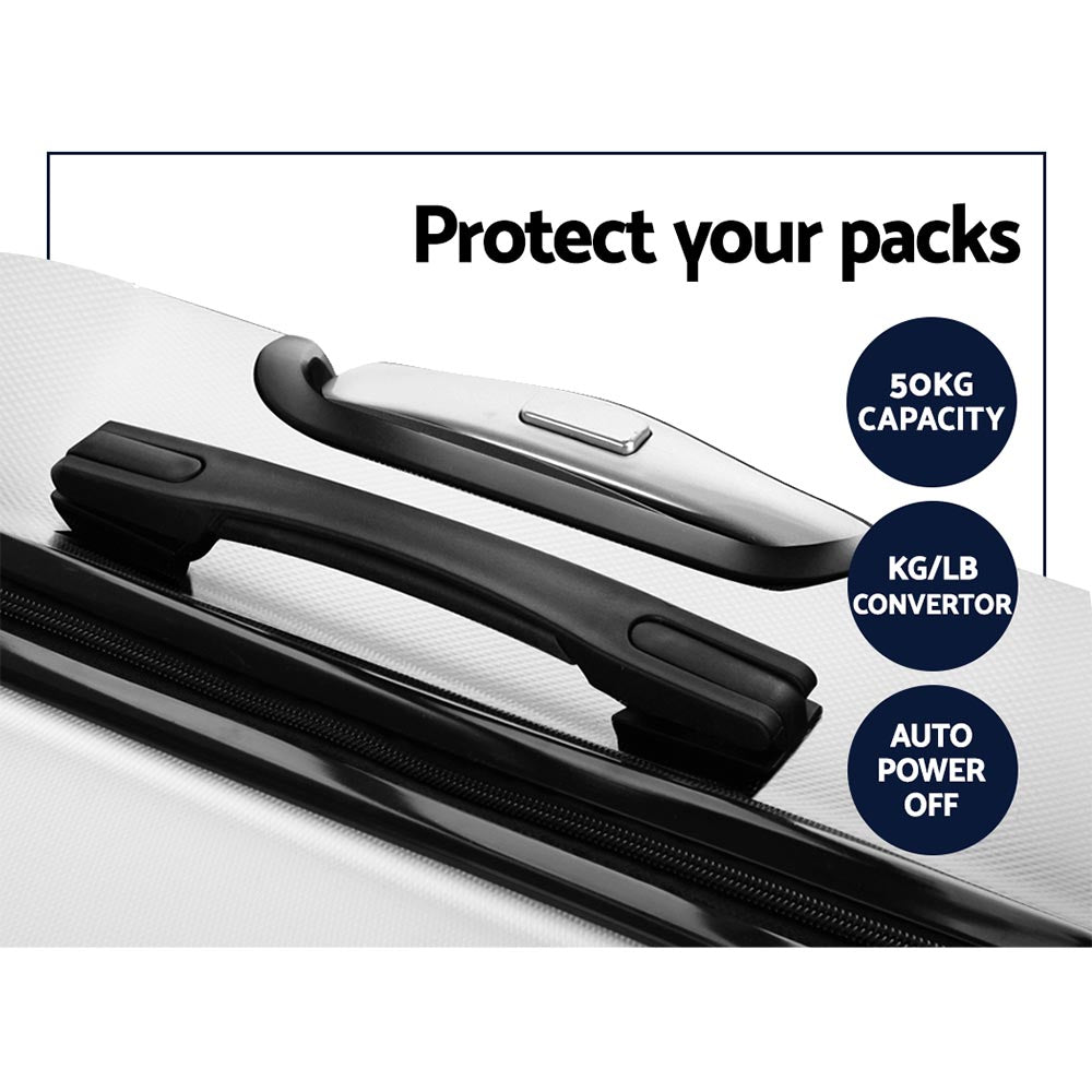 Wanderlite 20" 24" 28" Luggage with TSA Lock Spinner Travel Suitcase Carry On Hard Shell Luggage Case White-Luggage-PEROZ Accessories