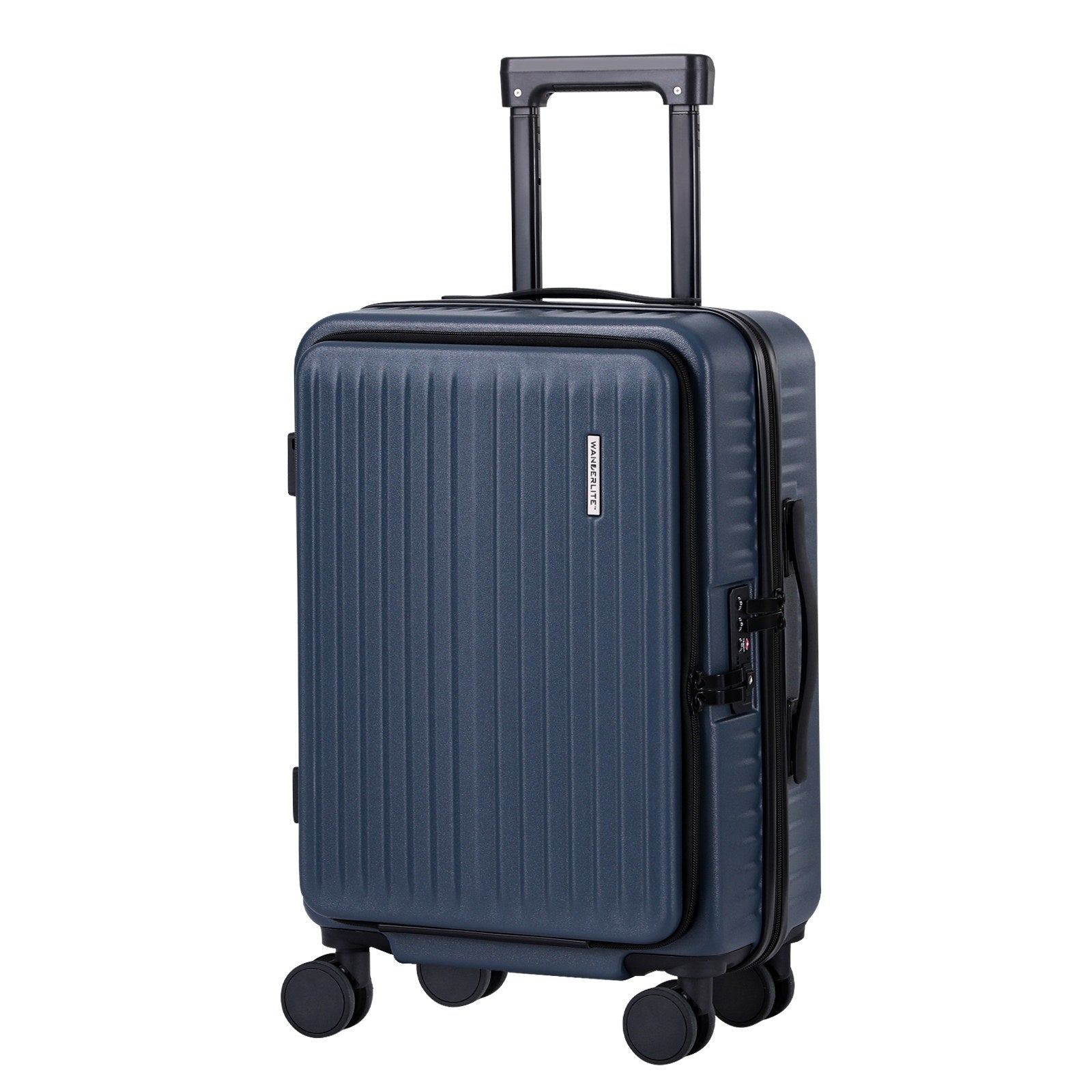 Wanderlite 20" Luggage Suitcase Front Pocket Travel Carry On Dual TSA Navy-Home & Garden > Travel > Suitcases-PEROZ Accessories