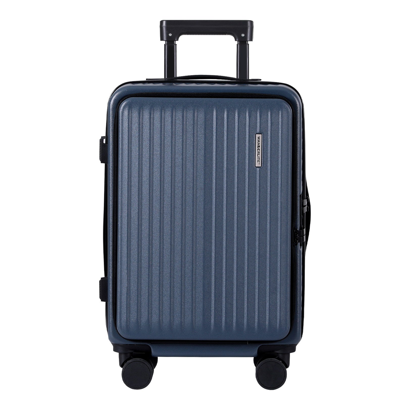Wanderlite 20" Luggage Suitcase Front Pocket Travel Carry On Dual TSA Navy-Home & Garden > Travel > Suitcases-PEROZ Accessories
