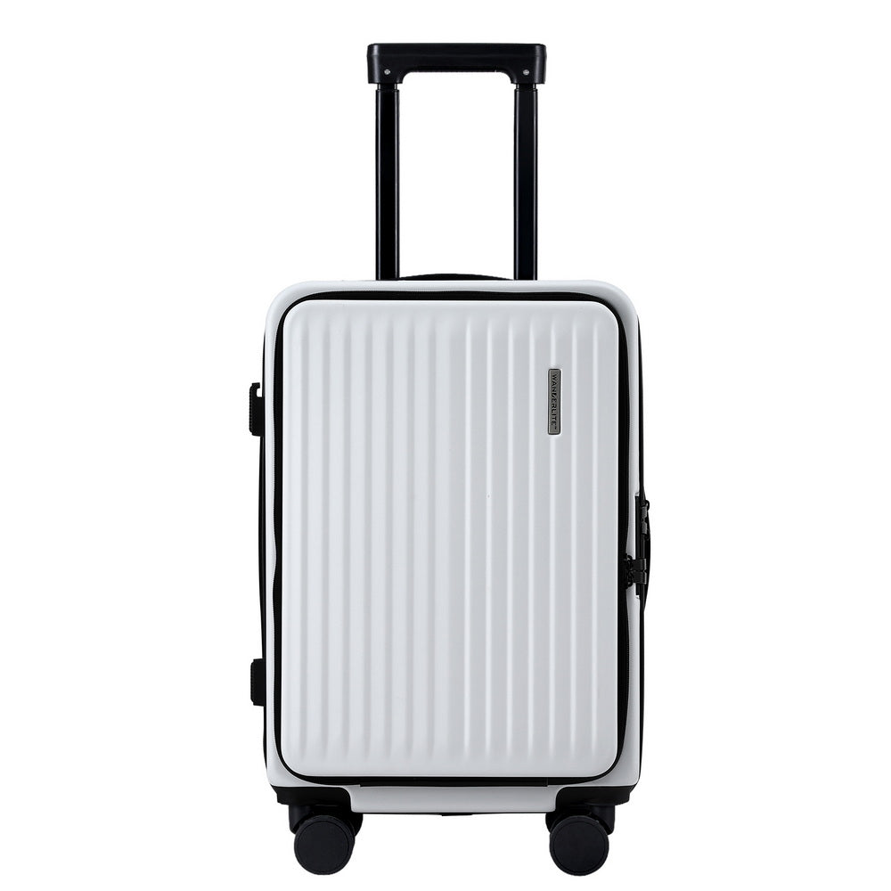 Wanderlite 20" Luggage Suitcase Front Pocket Travel Carry On Dual TSA White-Home & Garden > Travel > Suitcases-PEROZ Accessories