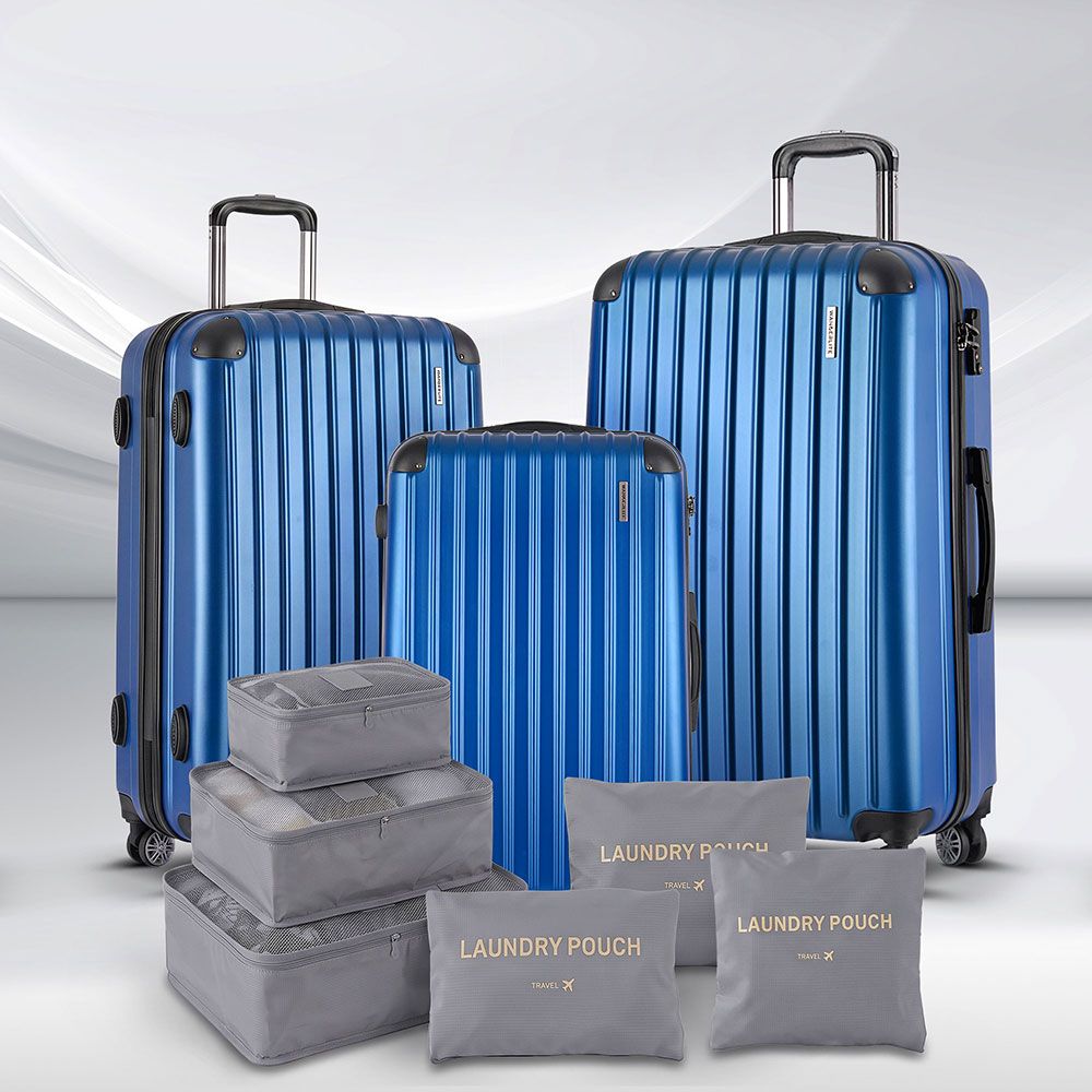 Wanderlite 3pcs LuggageTrolley Set Travel Suitcase Storage Organiser Carry On Hard Case TSA Lightweight Blue-Luggage-PEROZ Accessories