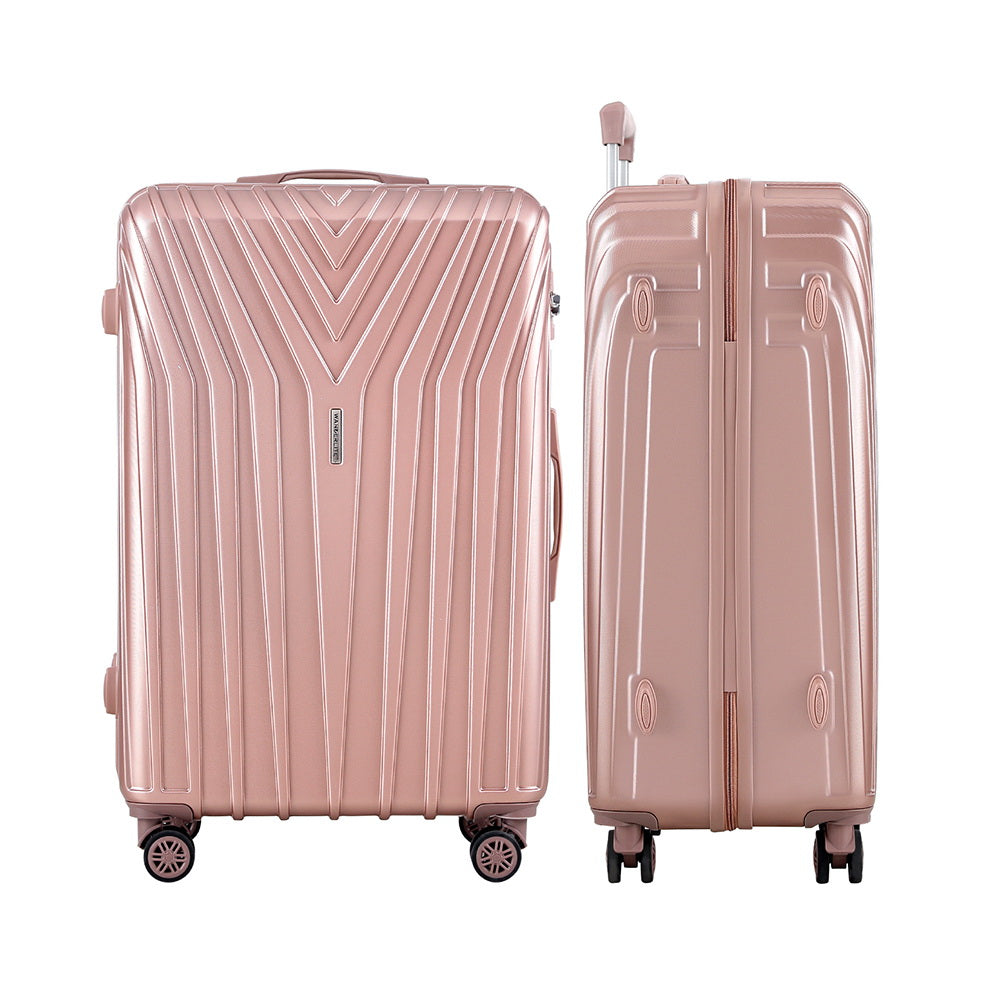 Wanderlite 3pc Luggage Trolley Set Suitcase Travel TSA Hard Case Carry On Pink Lightweight-Luggage-PEROZ Accessories