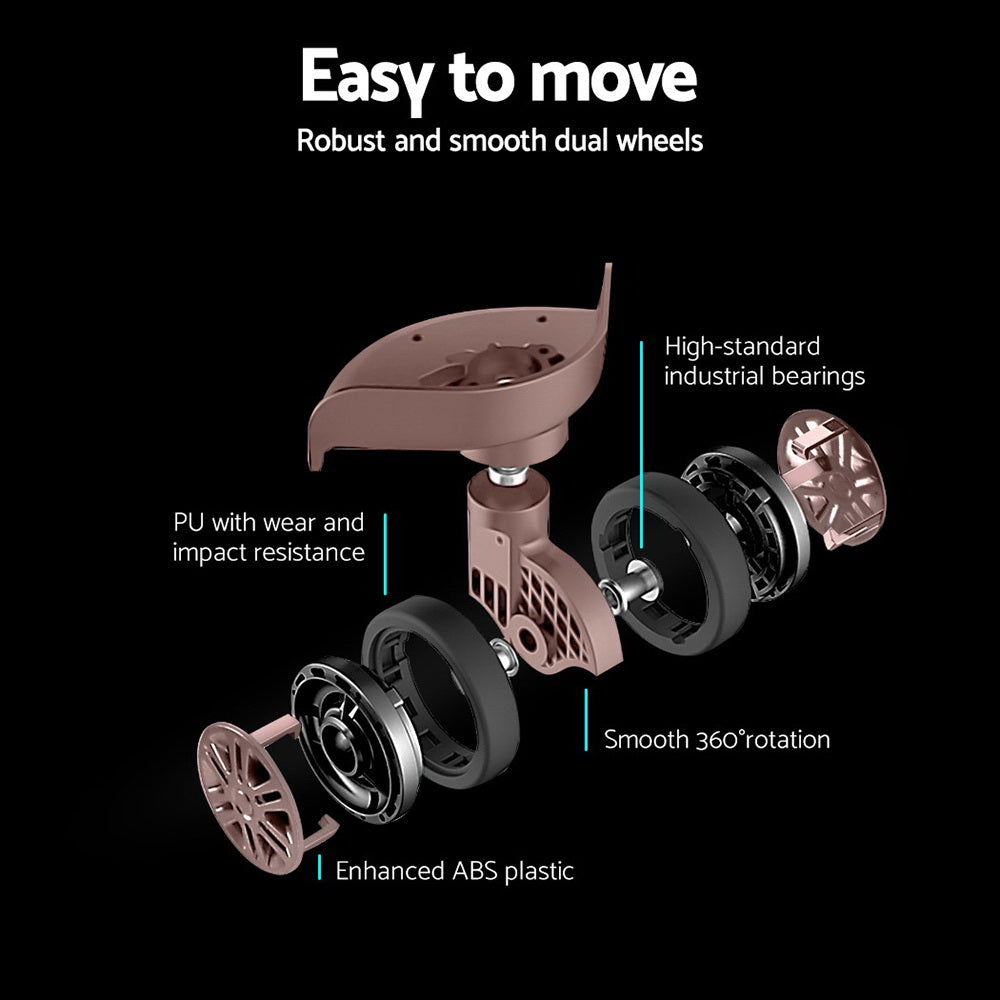 Wanderlite 3pc Luggage Trolley Set Suitcase Travel TSA Hard Case Carry On Pink Lightweight-Luggage-PEROZ Accessories