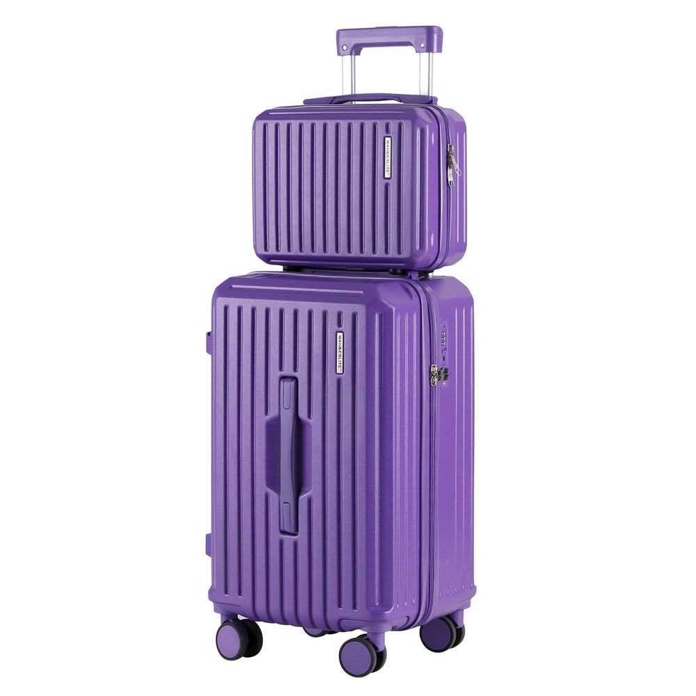 Wanderlite 2pcs Trunk Luggage Suitcase Travel Carry On TSA Lock 12" 20" Purple-Home & Garden > Travel > Suitcases-PEROZ Accessories