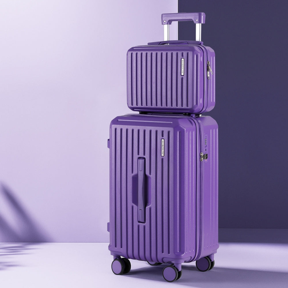 Wanderlite 2pcs Trunk Luggage Suitcase Travel Carry On TSA Lock 12" 20" Purple-Home & Garden > Travel > Suitcases-PEROZ Accessories