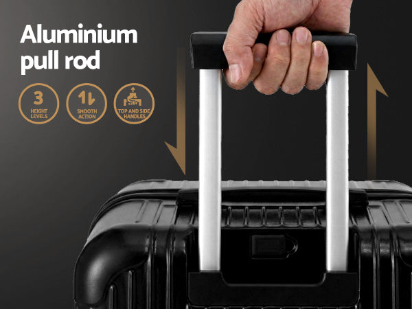 Wanderlite 28" Trunk Luggage Suitcase Travel 5 Wheels Type-C Port TSA Black-Home & Garden > Travel > Suitcases-PEROZ Accessories