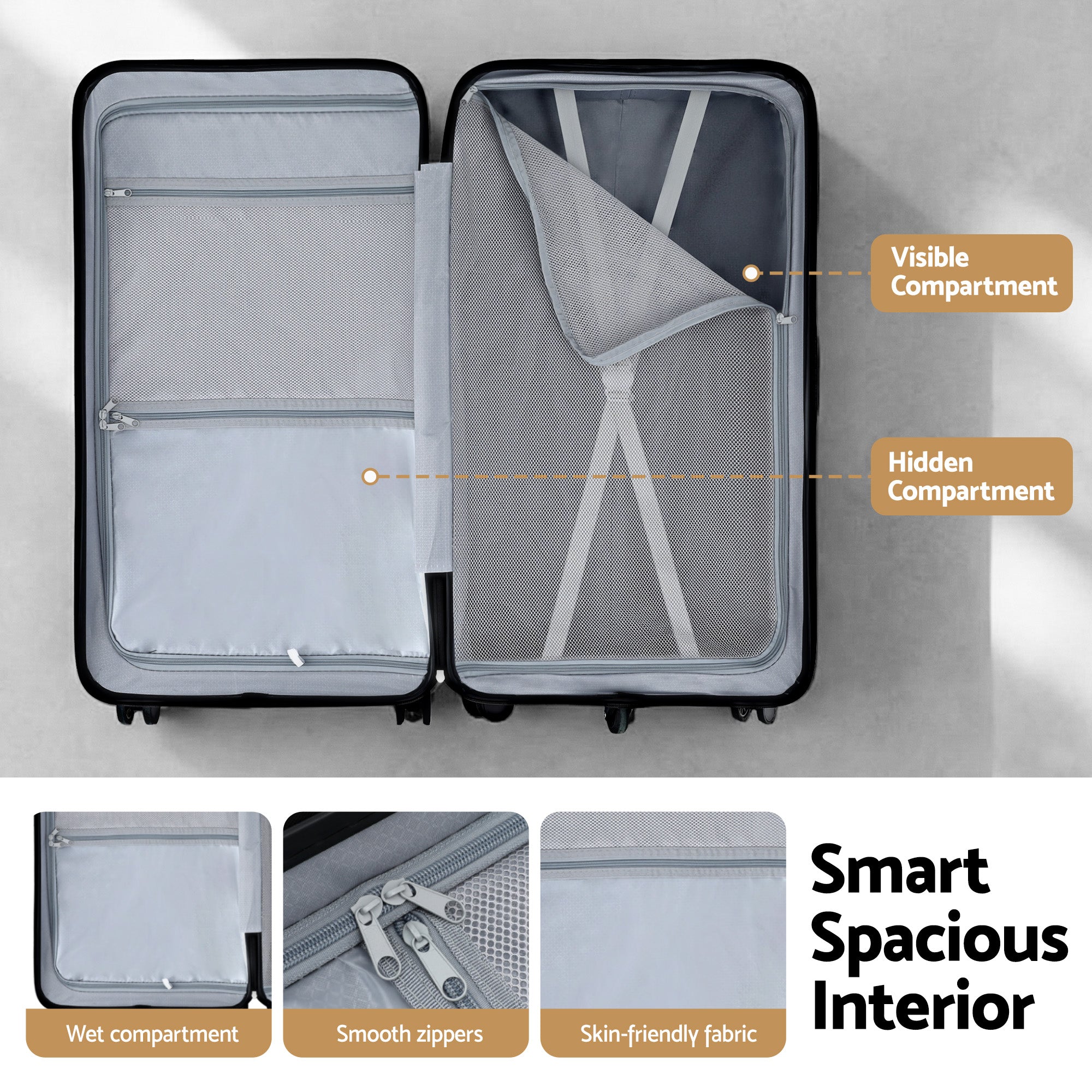 Wanderlite 28" Trunk Luggage Suitcase Travel 5 Wheels Type-C Port TSA Black-Home & Garden > Travel > Suitcases-PEROZ Accessories