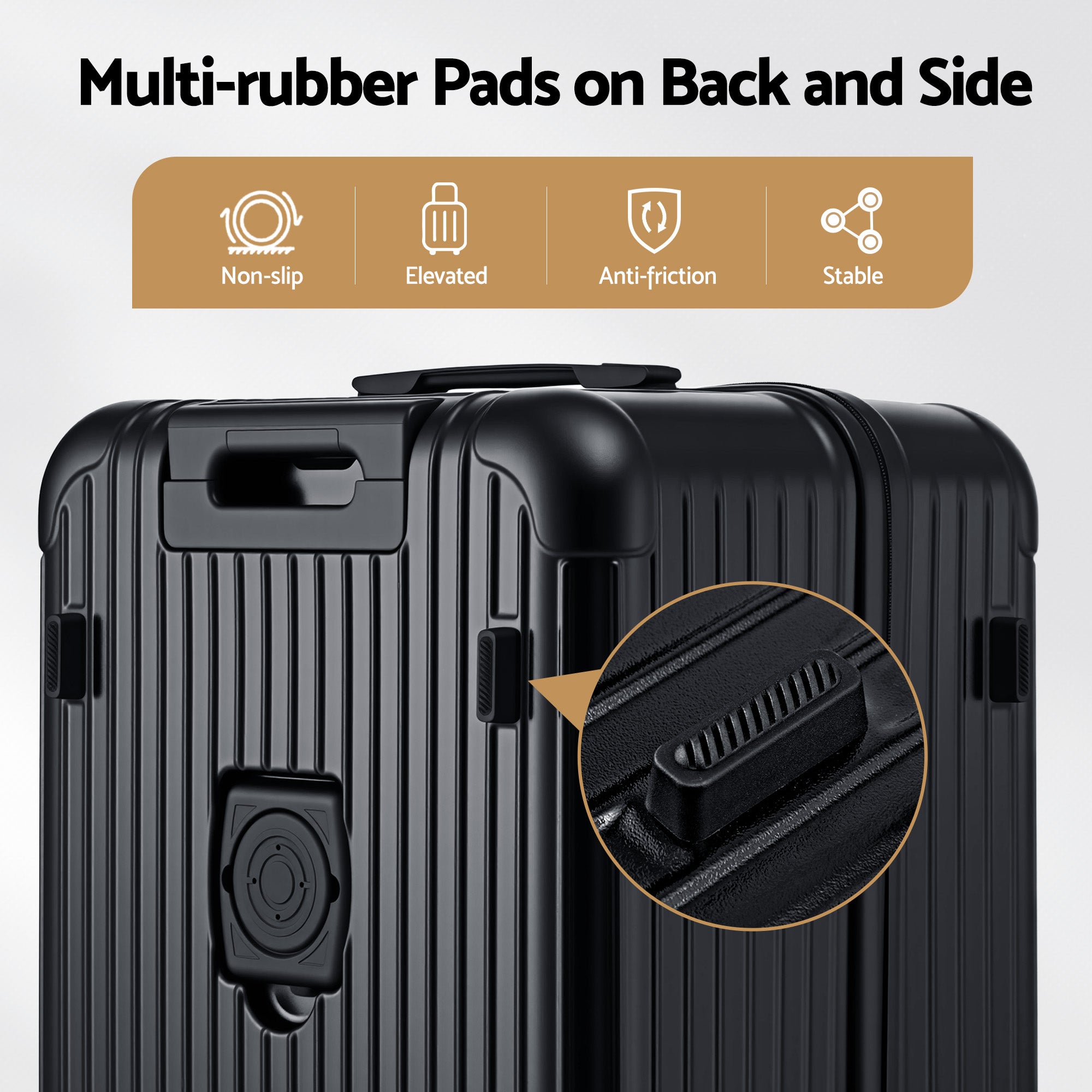 Wanderlite 28" Trunk Luggage Suitcase Travel 5 Wheels Type-C Port TSA Black-Home & Garden > Travel > Suitcases-PEROZ Accessories