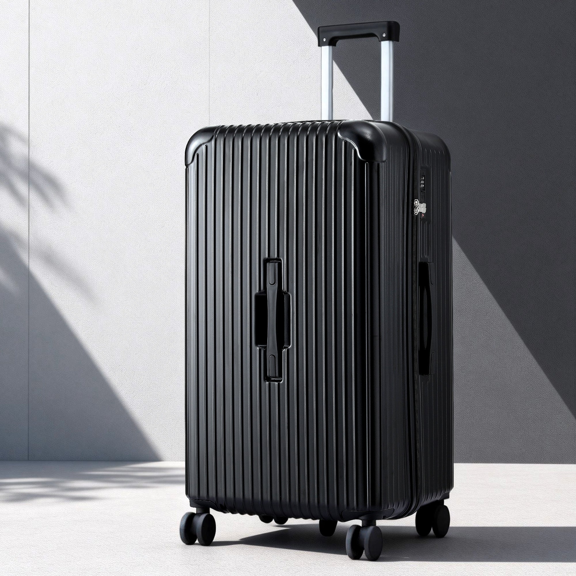 Wanderlite 28" Trunk Luggage Suitcase Travel 5 Wheels Type-C Port TSA Black-Home & Garden > Travel > Suitcases-PEROZ Accessories