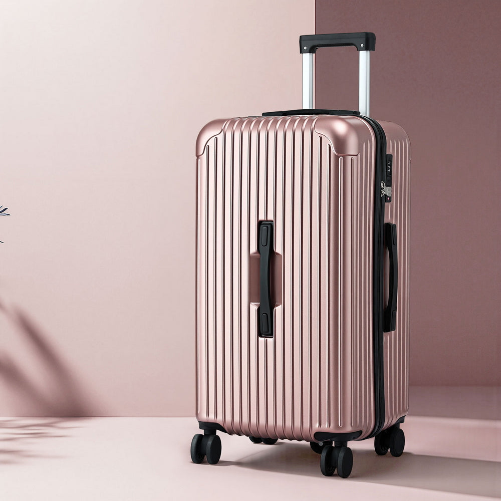 Wanderlite 28" Trunk Luggage Suitcase Travel 5 Wheels Type-C Port TSA Rose Gold-Electronics > Business & Home Security > Safes & Lock Boxes-PEROZ Accessories