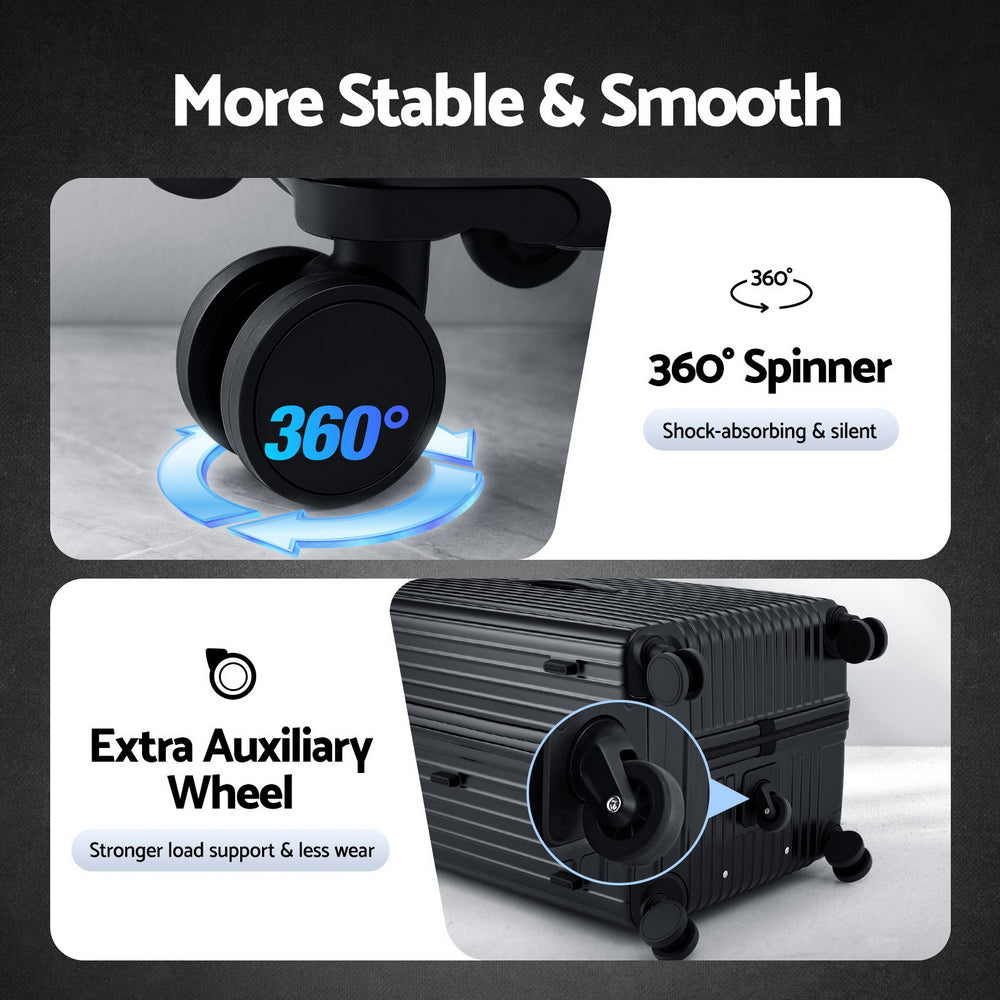 Wanderlite 32" Trunk Luggage Suitcase Travel 5 Wheels Type-C Port TSA Black-Electronics > Business & Home Security > Safes & Lock Boxes-PEROZ Accessories