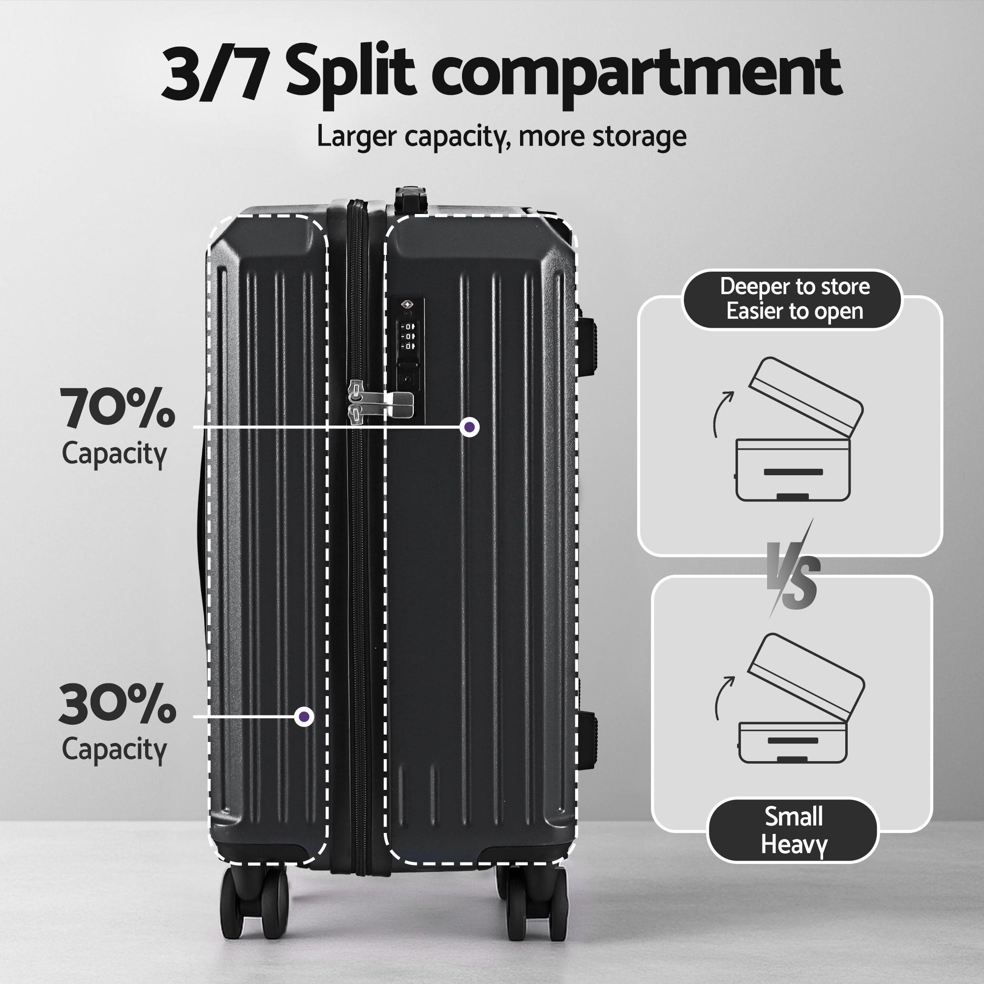 Wanderlite 20" Trunk Luggage Suitcase Travel Carry On TSA Lock Black-Home & Garden > Travel > Suitcases-PEROZ Accessories