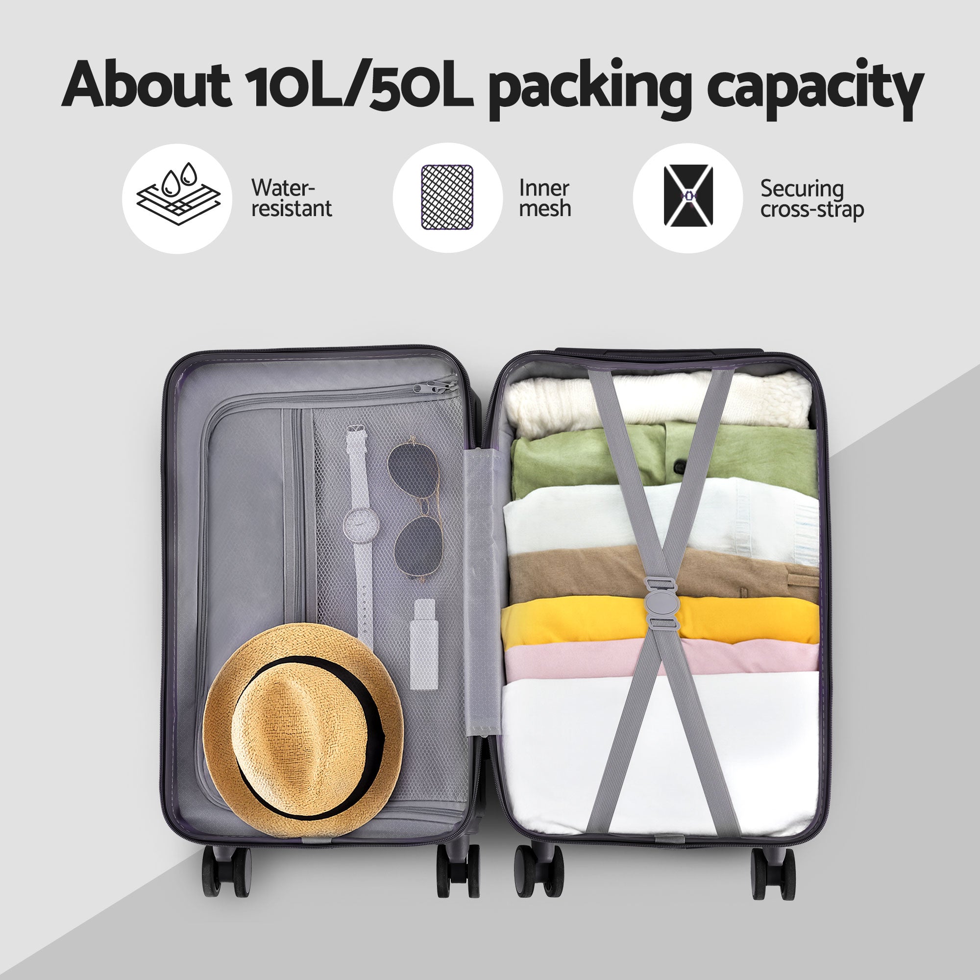 Wanderlite 20" Trunk Luggage Suitcase Travel Carry On TSA Lock Black-Home & Garden > Travel > Suitcases-PEROZ Accessories