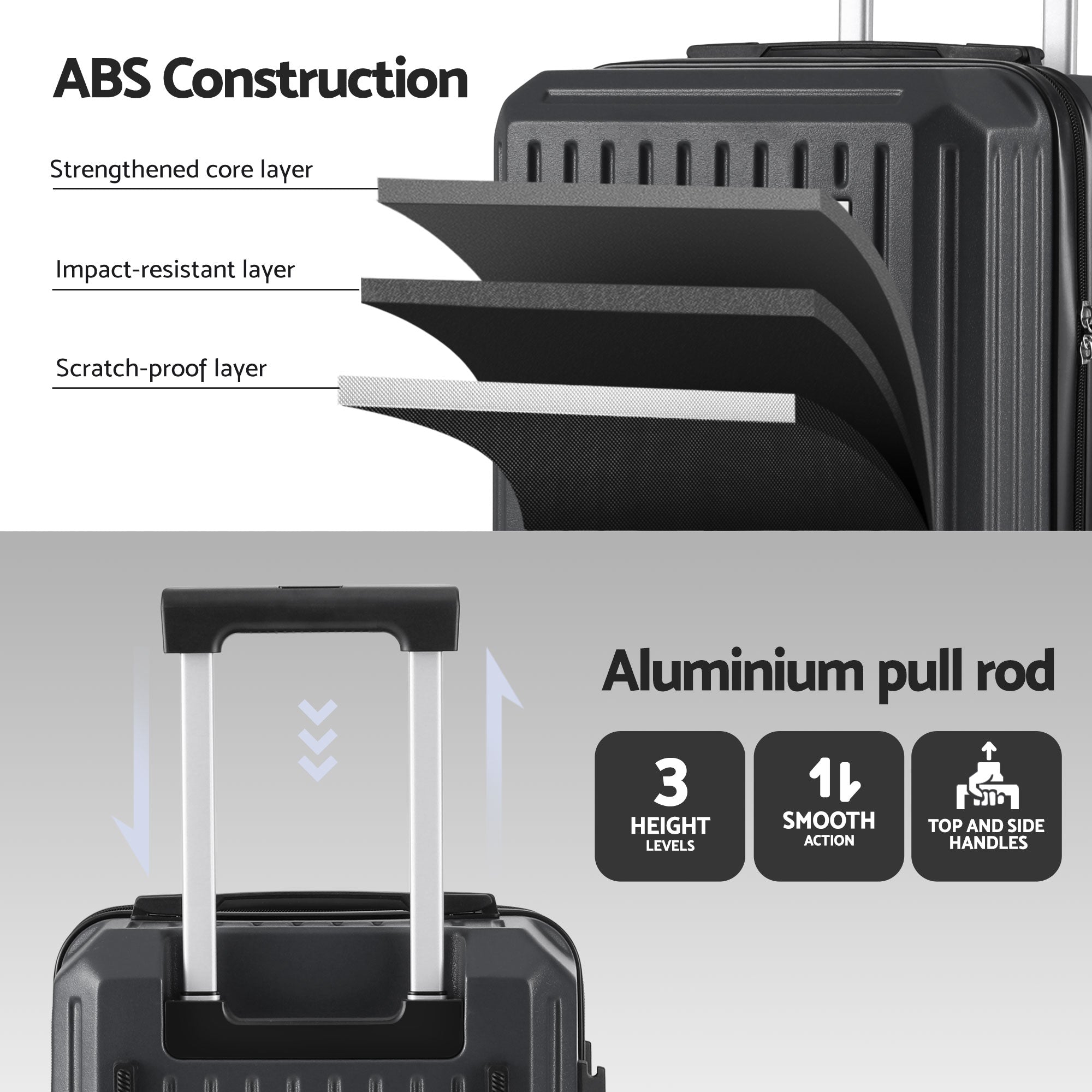 Wanderlite 20" Trunk Luggage Suitcase Travel Carry On TSA Lock Black-Home & Garden > Travel > Suitcases-PEROZ Accessories